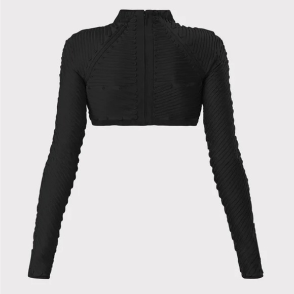 HERVE LEGER X LAW ROACH RIBBON EMBROIDERED CROP TOP, SZ M BLACK NWT! - Picture 14 of 16